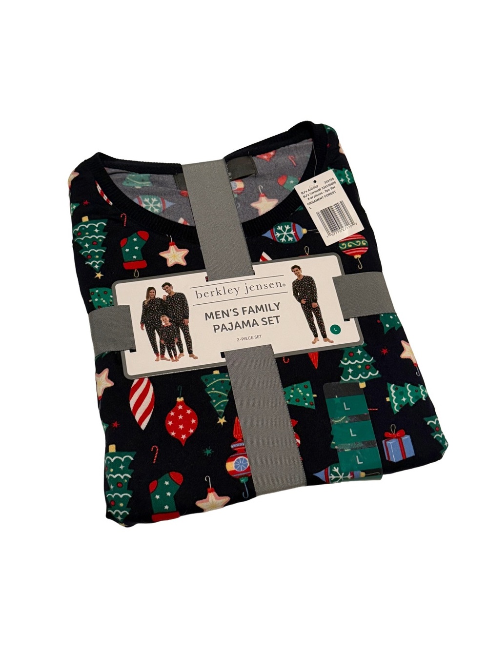 Berkley‎ Jensen Men's Dark Blue Holiday Tree & Ornament Pajama Set